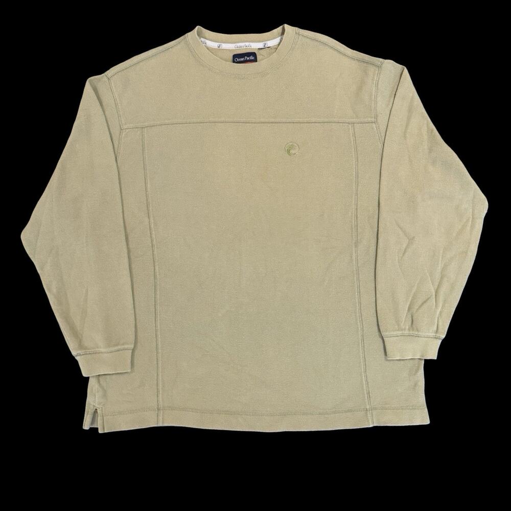 Vintage Ocean Pacific Sweatshirt Beige Surf Crewneck Embroidered Y2K